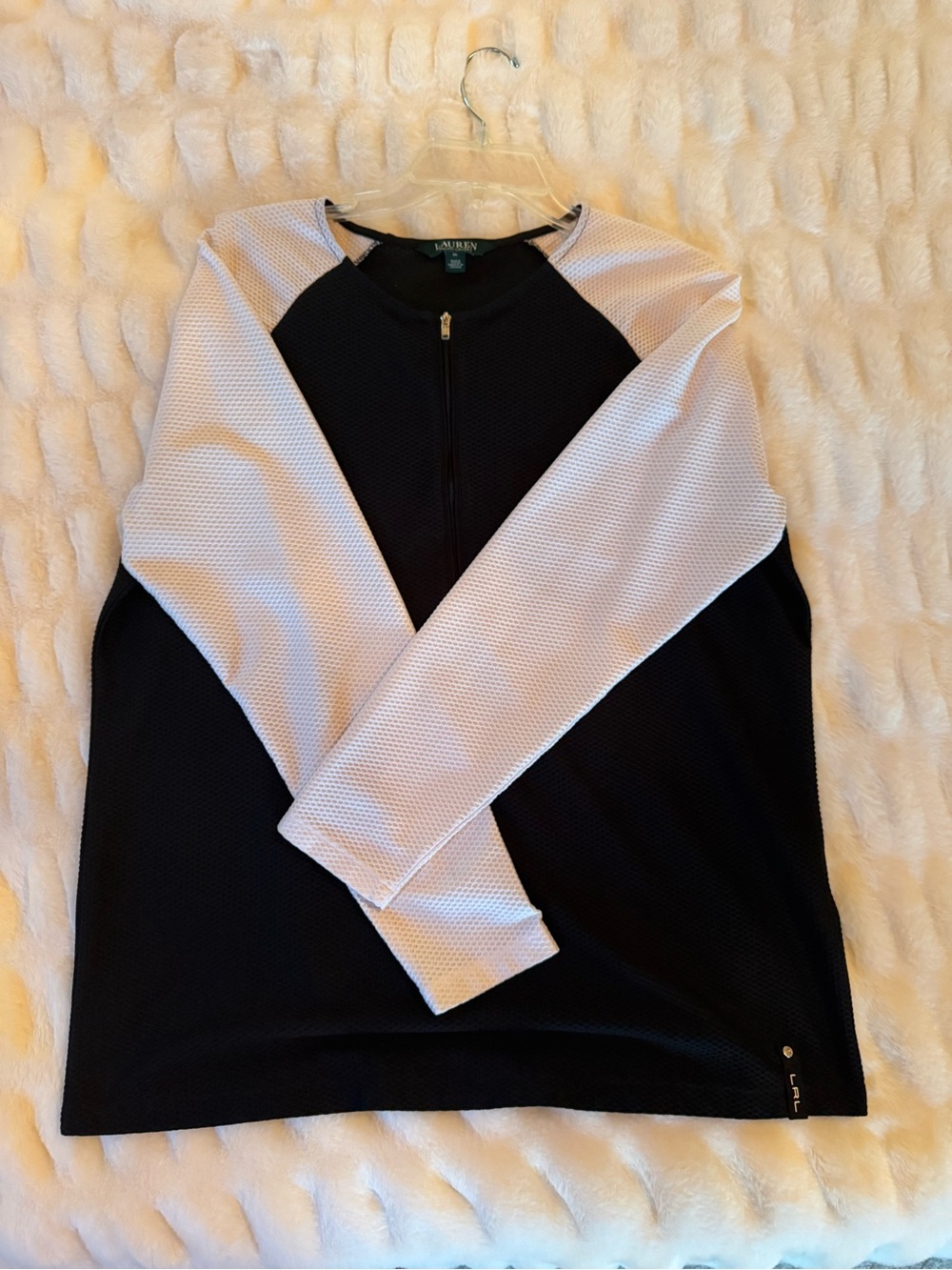 Ralph Lauren Black Pullover with White Mesh Shoulders